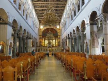 Interior of St. Demetrios Cathedral, Thessaloniki.